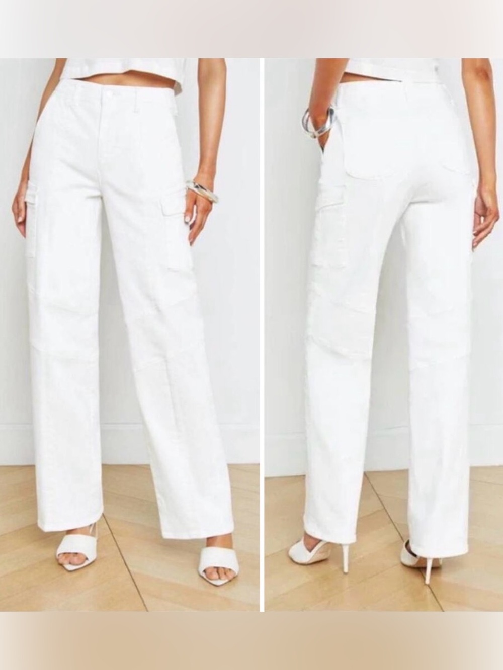L'AGENCE Brooklyn High Rise Utility Wide-Leg White Pants NWOT - Picture 1 of 5